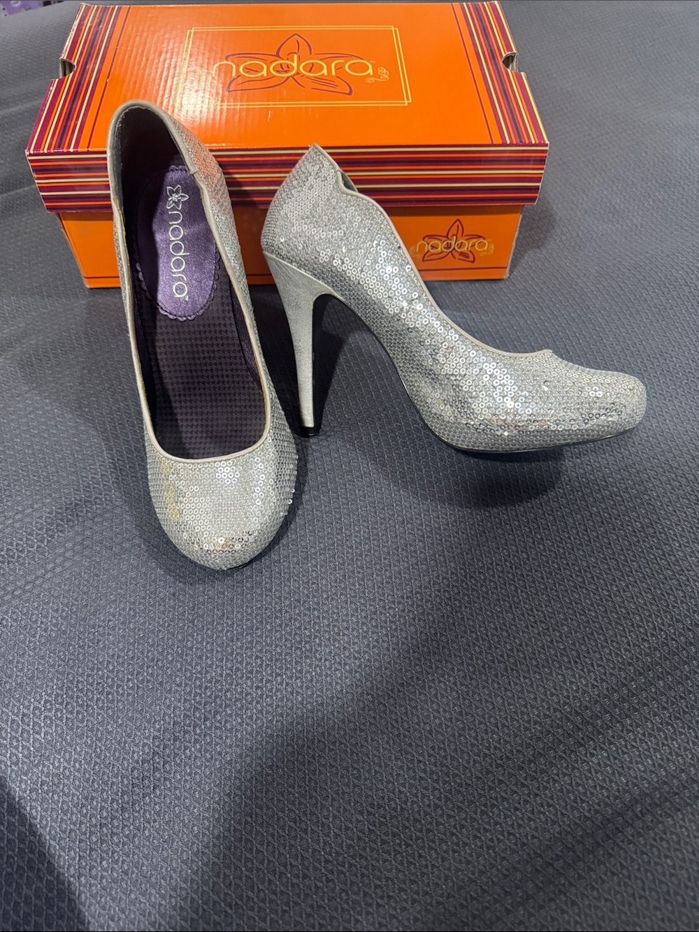 Nadara Silver Sequin High Heel Pumps - Women's Dress Shoes